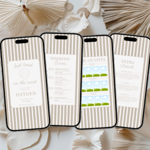 Neutral Last Toast on the Coast bachelorette invitation template, mobile evite template, Canva template, digital download, Etsy product